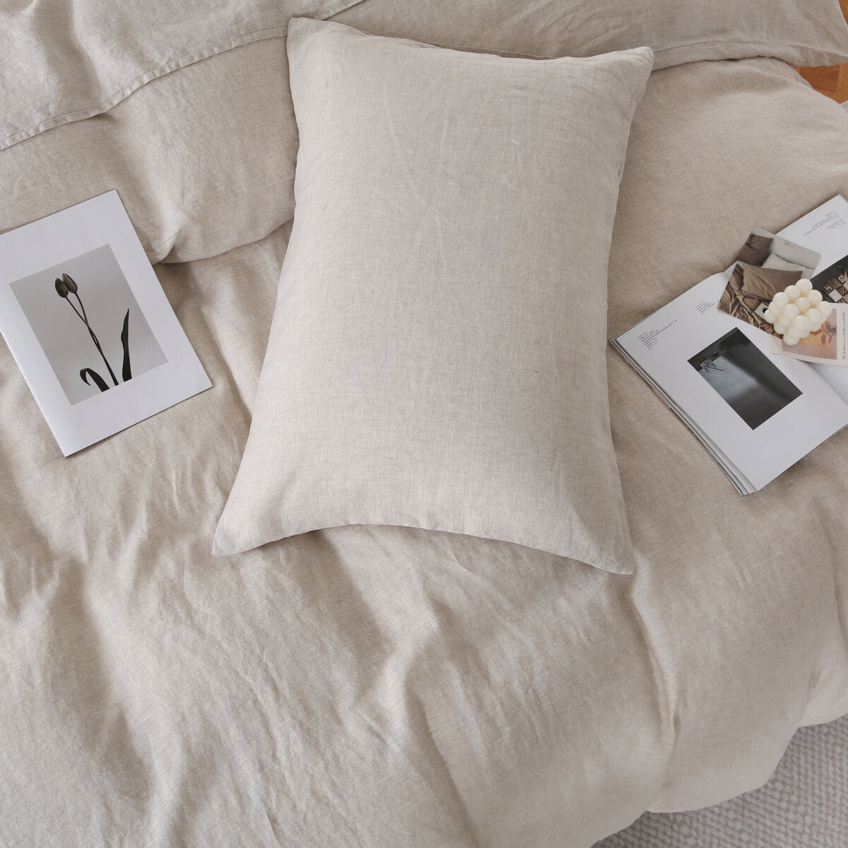 Linova Oatmeal French Linen Bedding Set - Luxury 100% Flax Linen