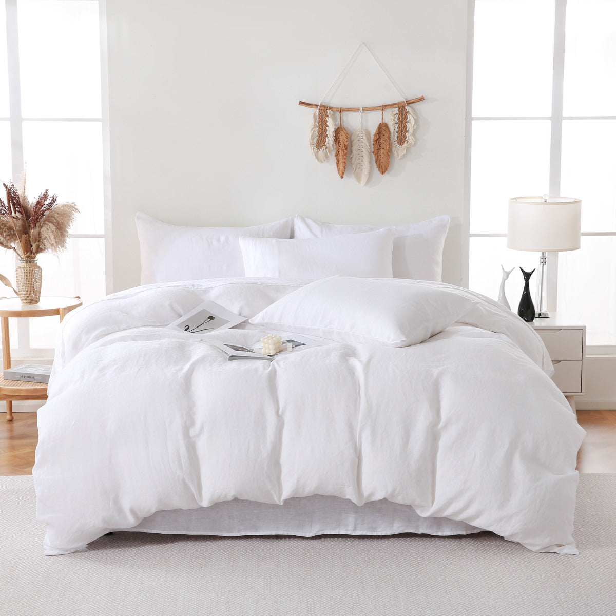 Elevate Your Sleep Experience with the Luxurious Linova White French Linen Bedding Collection