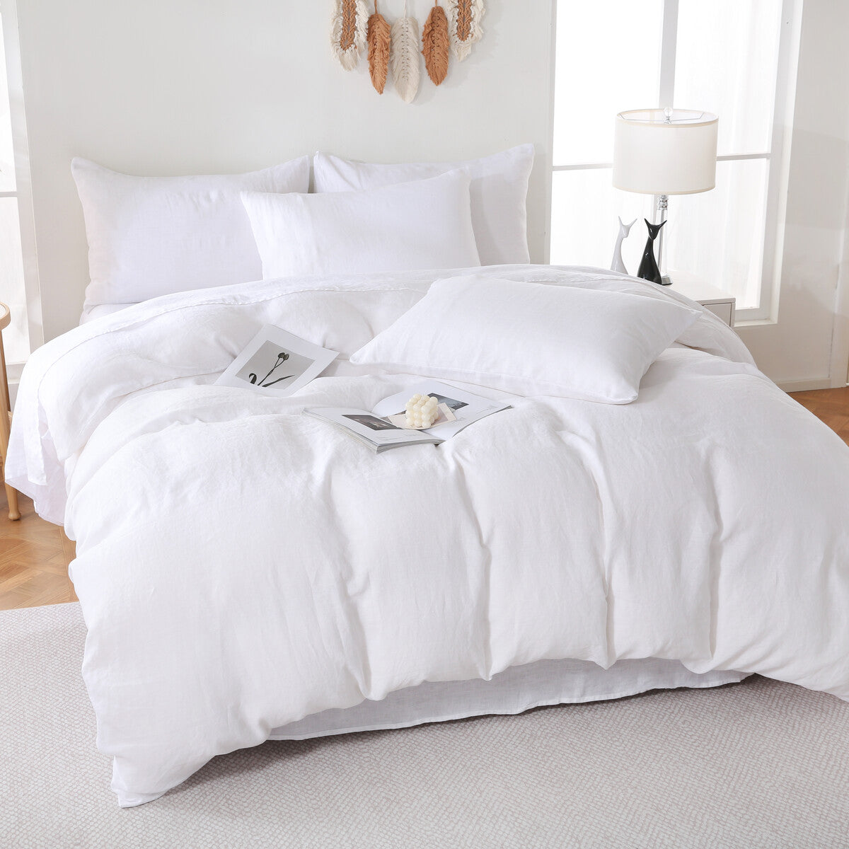 Elevate Your Sleep Experience with the Luxurious Linova White French Linen Bedding Collection