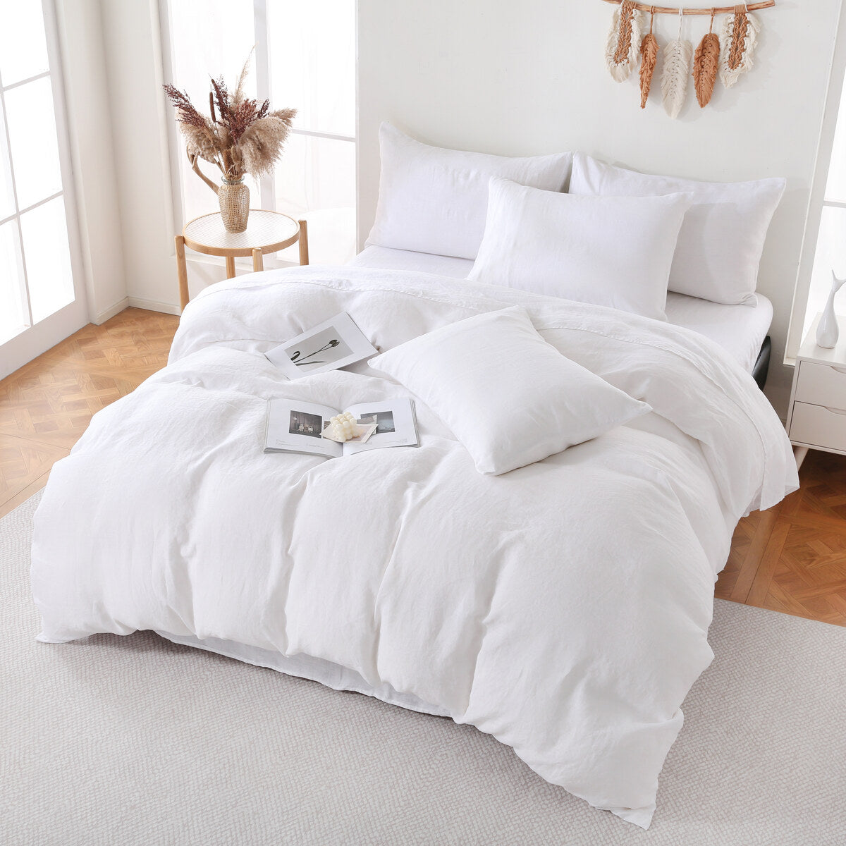 Elevate Your Sleep Experience with the Luxurious Linova White French Linen Bedding Collection