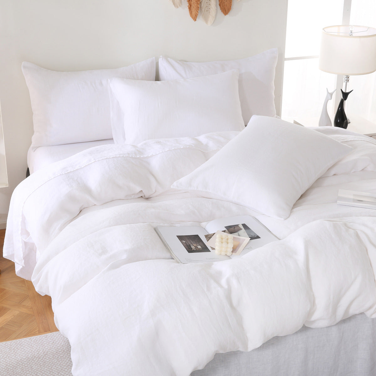 Elevate Your Sleep Experience with the Luxurious Linova White French Linen Bedding Collection