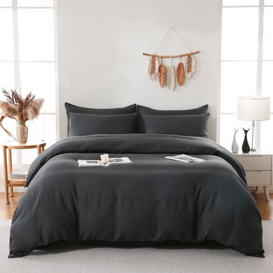 Indulge in Luxury with the Linova Charcoal French Linen Bedding Set