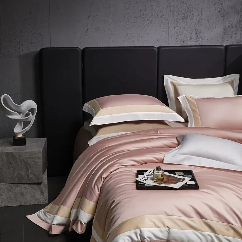 Elegant Luxor Pink Stripe Egyptian Cotton Bedding Collection