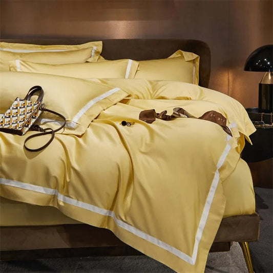 Luxurious Brisa Gold Hotel Stripe Bedding Set with Elegant Contrast Design