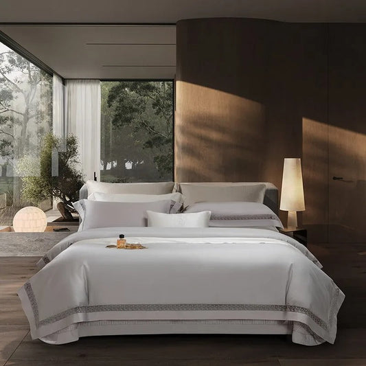 Luxurious Elysium Egyptian Cotton Bedding Set in Elegant Silver