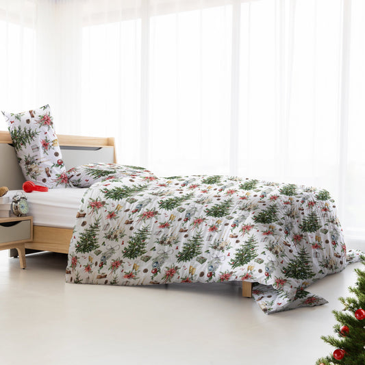 Christmas Season Watercolor Duvet Cover Set