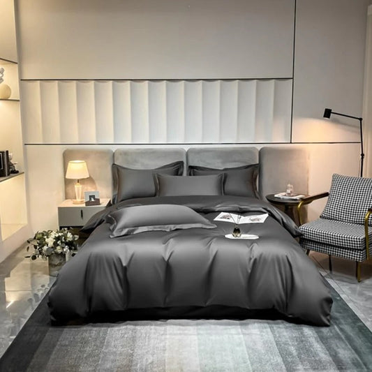 Luxurious Deep Grey Silky Cotton Bedding Collection