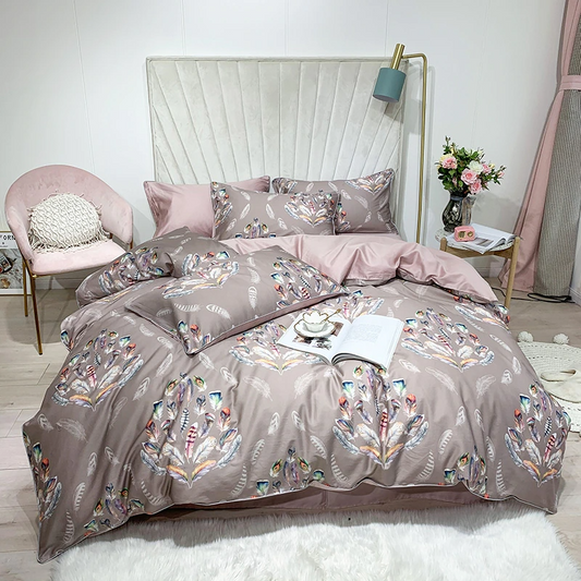 Elegantly Crafted Amelia Leaf Floral Egyptian Cotton Bedding Collection