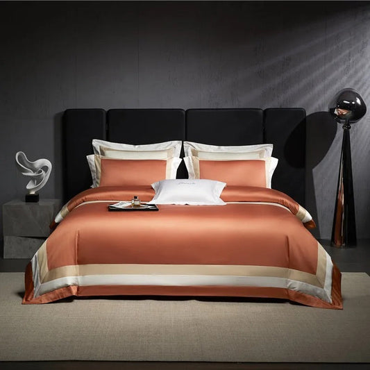 Vibrant Luxor Orange Stripe Egyptian Cotton Bed Linen Collection