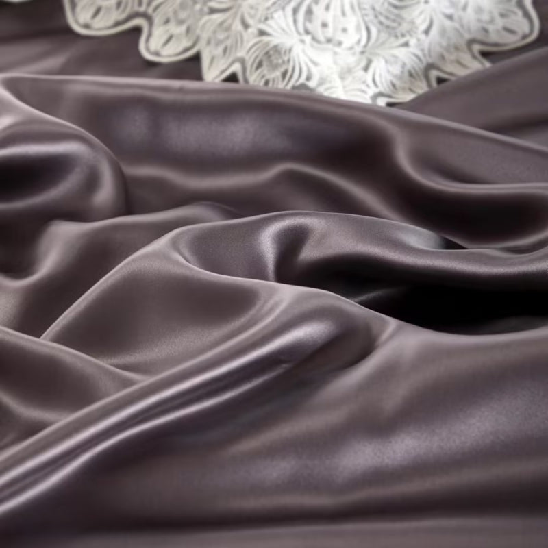 Indulge in Elegance: Aristelle Ash Grey Luxe Pure Mulberry Silk Bedding Set