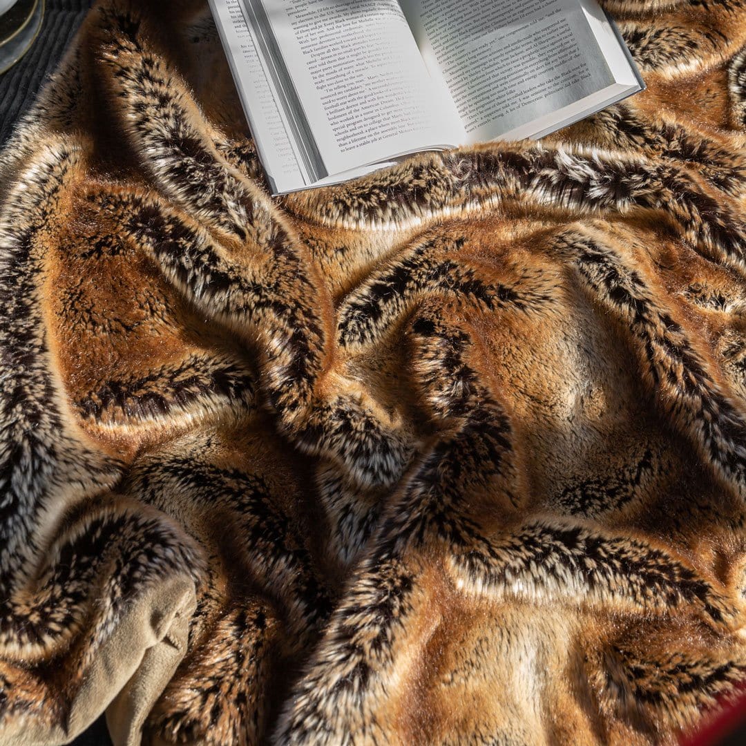 Platinum Frost Fox Faux-Fur Blanket Throw