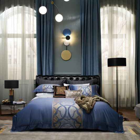 Luxurious Astrid Space Blue Egyptian Cotton Bedding Collection