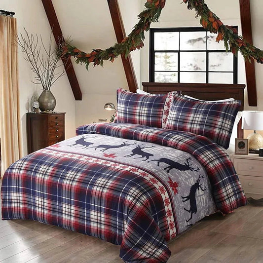 Reindeer Plaid Quilt Set