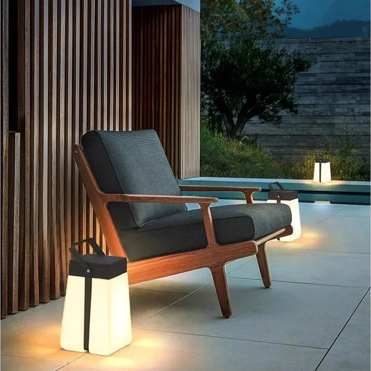 Junam Light beside wooden outdoor chair