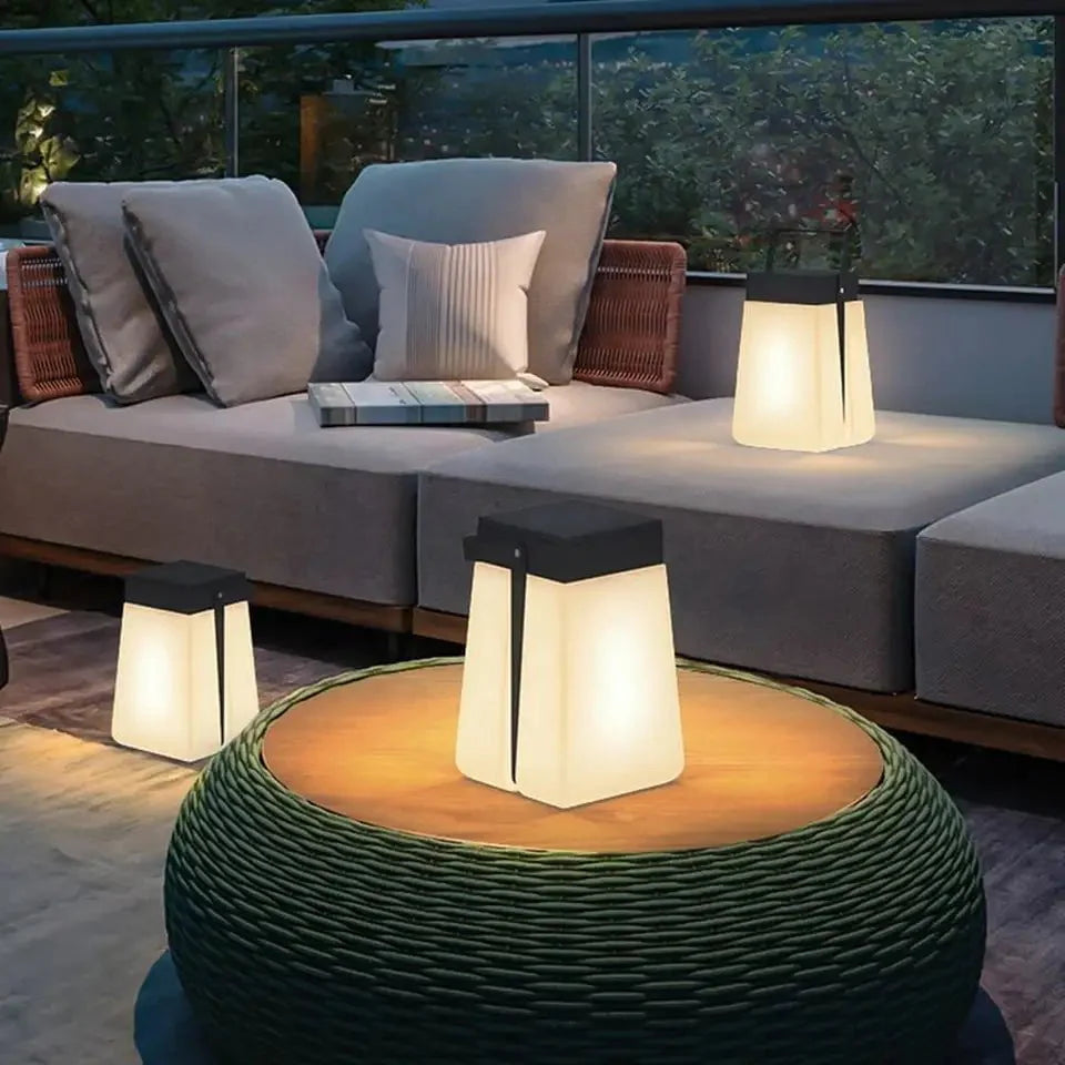 Junam Light illuminating outdoor patio seating area