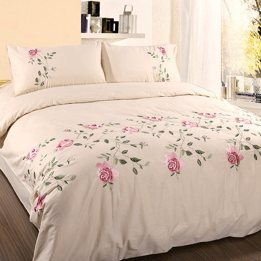 Ruzanna Floral Embroidery Luxe Cotton Bedding Set