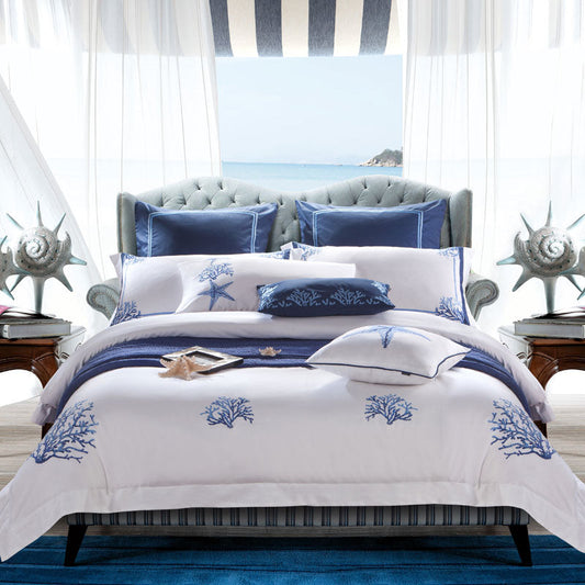 Opulent Amellora Egyptian Cotton Embroidered Silk Bedding Collection