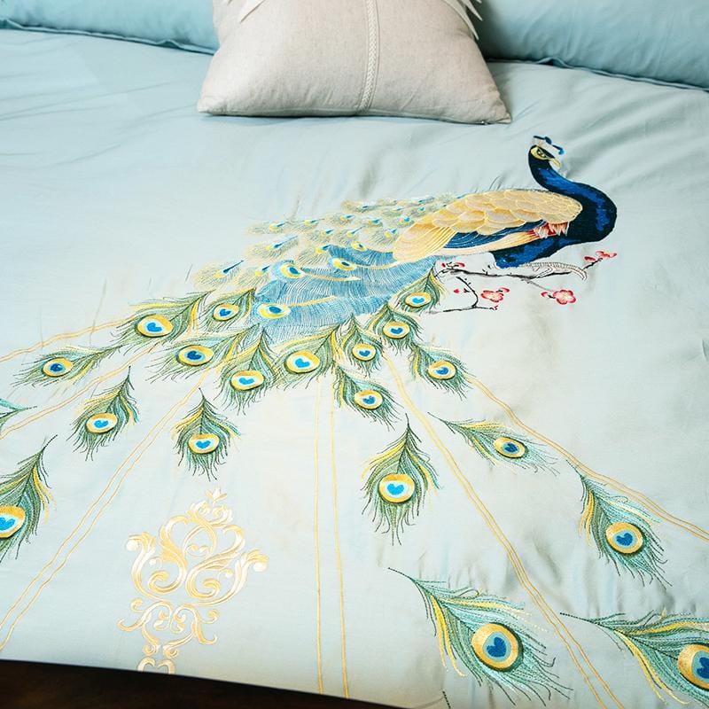 Peacock Rue Teal Duvet Cover Set (Egyptian Cotton)