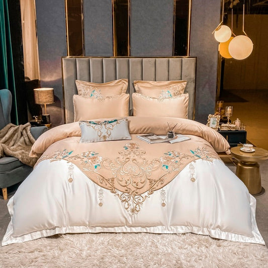 Luxurious Domitia Desert Sand Embroidered Egyptian Cotton Bedding Collection