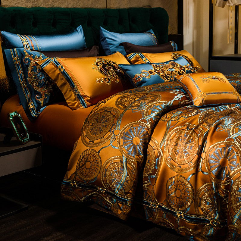 Elegant Horus Jacquard Bedding Set with Embroidered Tassels