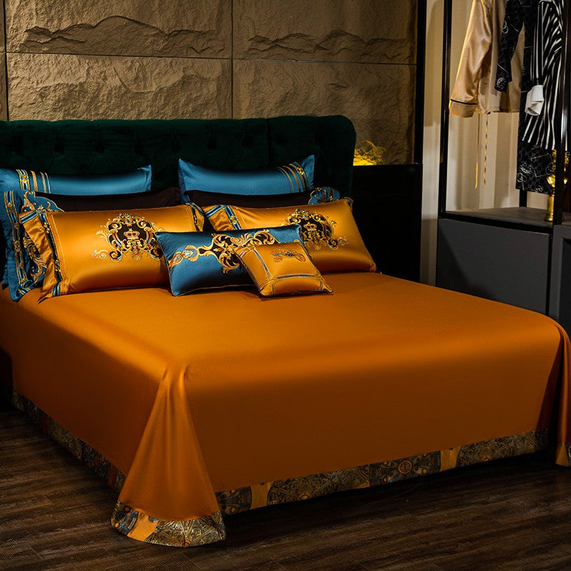 Elegant Horus Jacquard Bedding Set with Embroidered Tassels