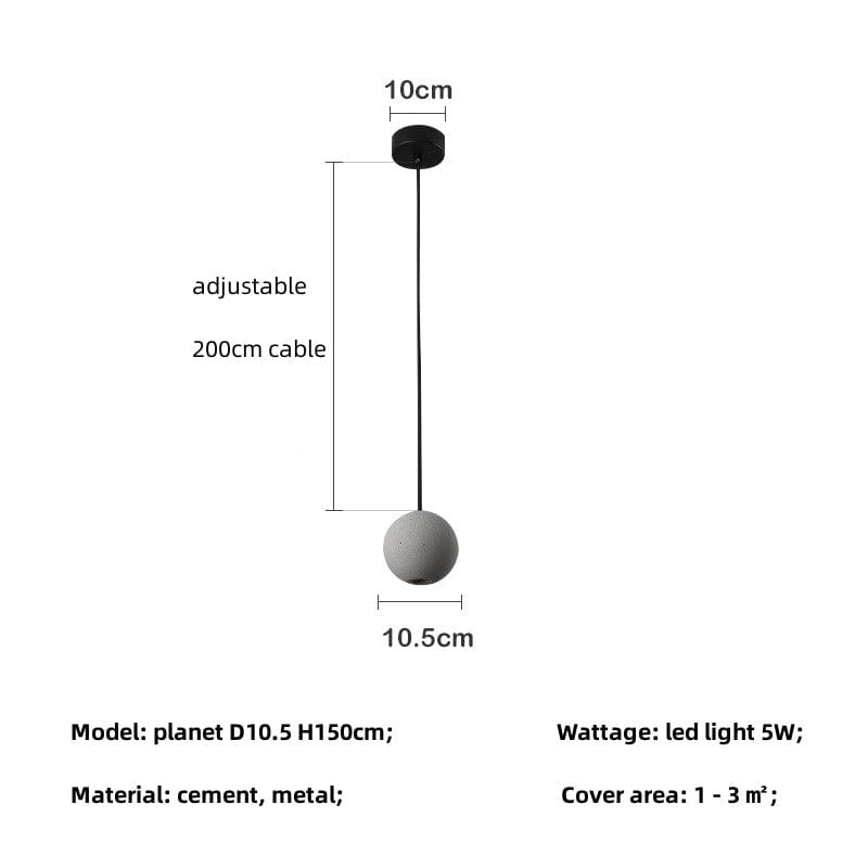 Kugelförmige Wabi Sabi Pendelleuchte aus Zement
