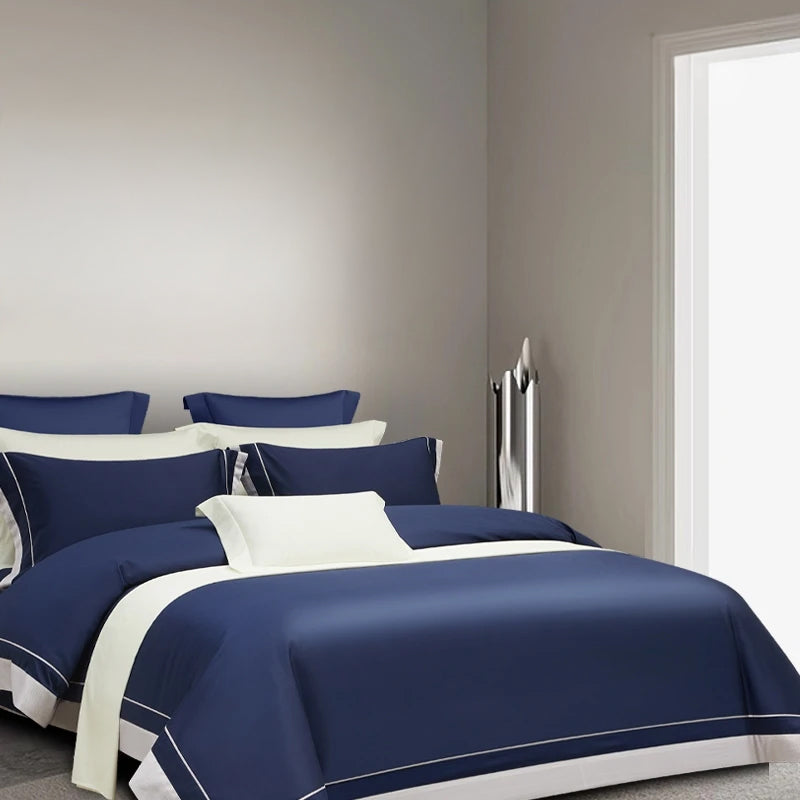 Elegant Blue Egyptian Cotton Luxury Bedding Set