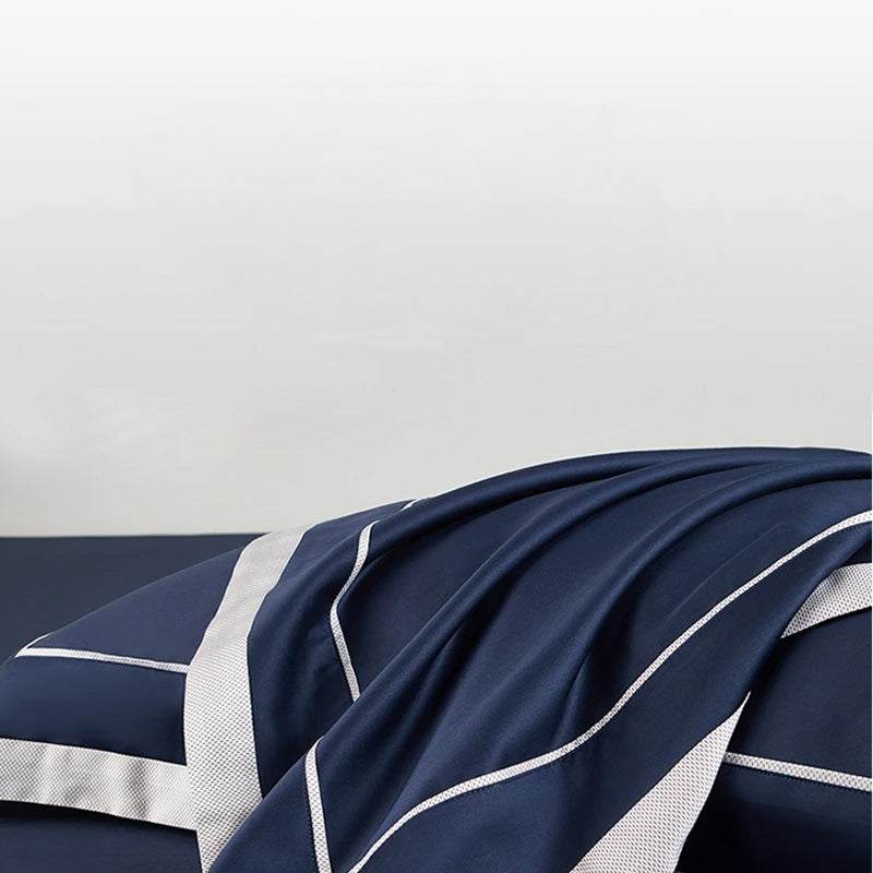 Elegant Blue Egyptian Cotton Luxury Bedding Set