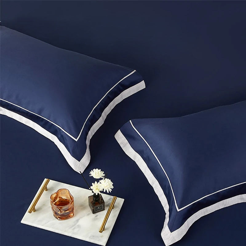 Elegant Blue Egyptian Cotton Luxury Bedding Set