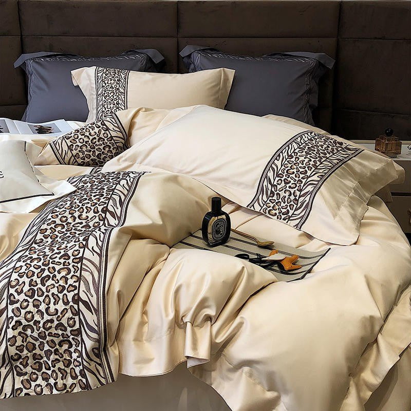 Leopard Grey Duvet Cover Set (Egyptian Cotton)