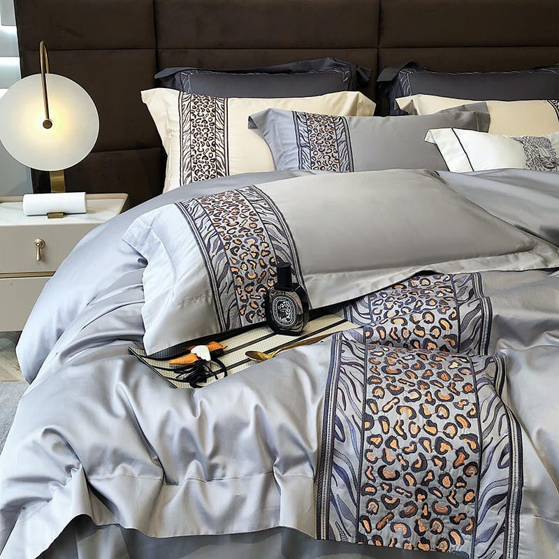 Leopard Grey Duvet Cover Set (Egyptian Cotton)