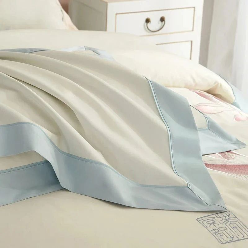 Lotus Blue Duvet Cover Set (Egyptian Cotton)