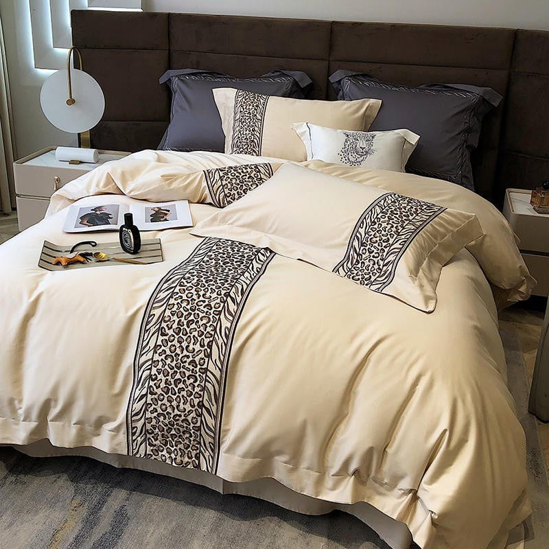 Leopard Grey Duvet Cover Set (Egyptian Cotton)