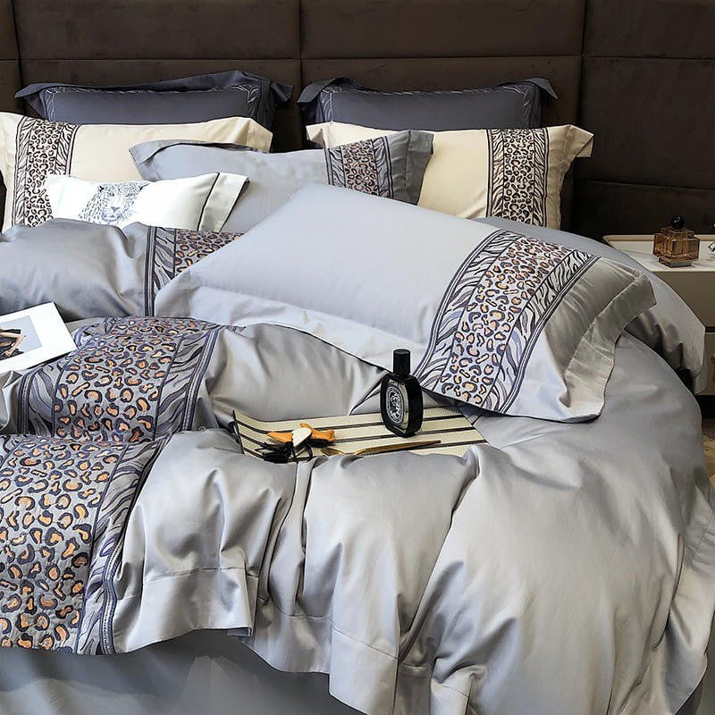 Leopard Grey Duvet Cover Set (Egyptian Cotton)