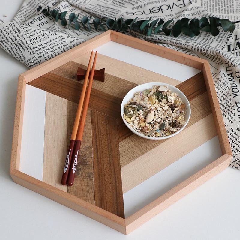 Geometry Splice Wooden Serving Tray