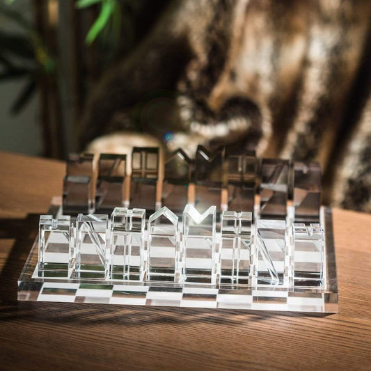 Elegant Crystal Chess Set with Acrylic Board