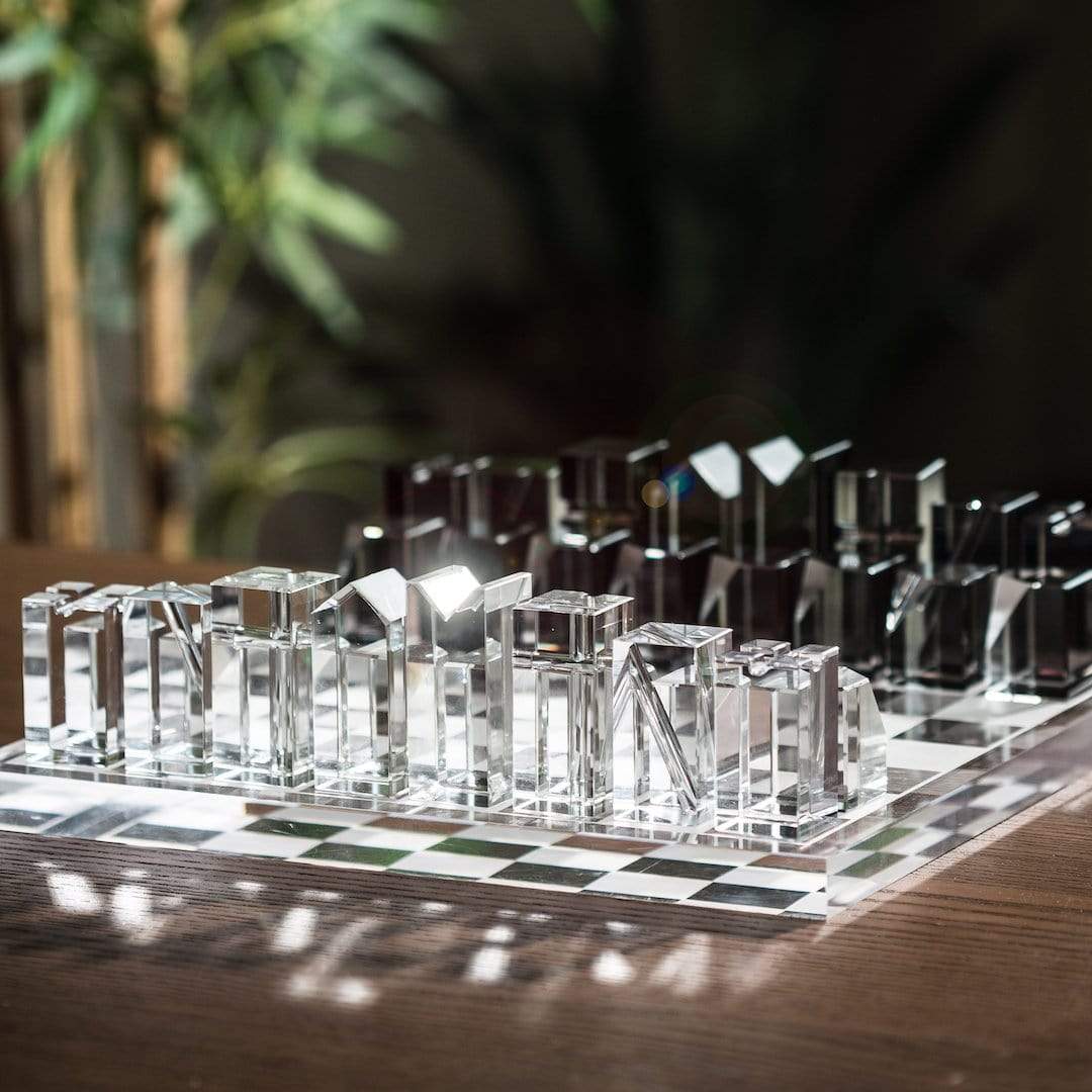 Elegant Crystal Chess Set with Acrylic Board