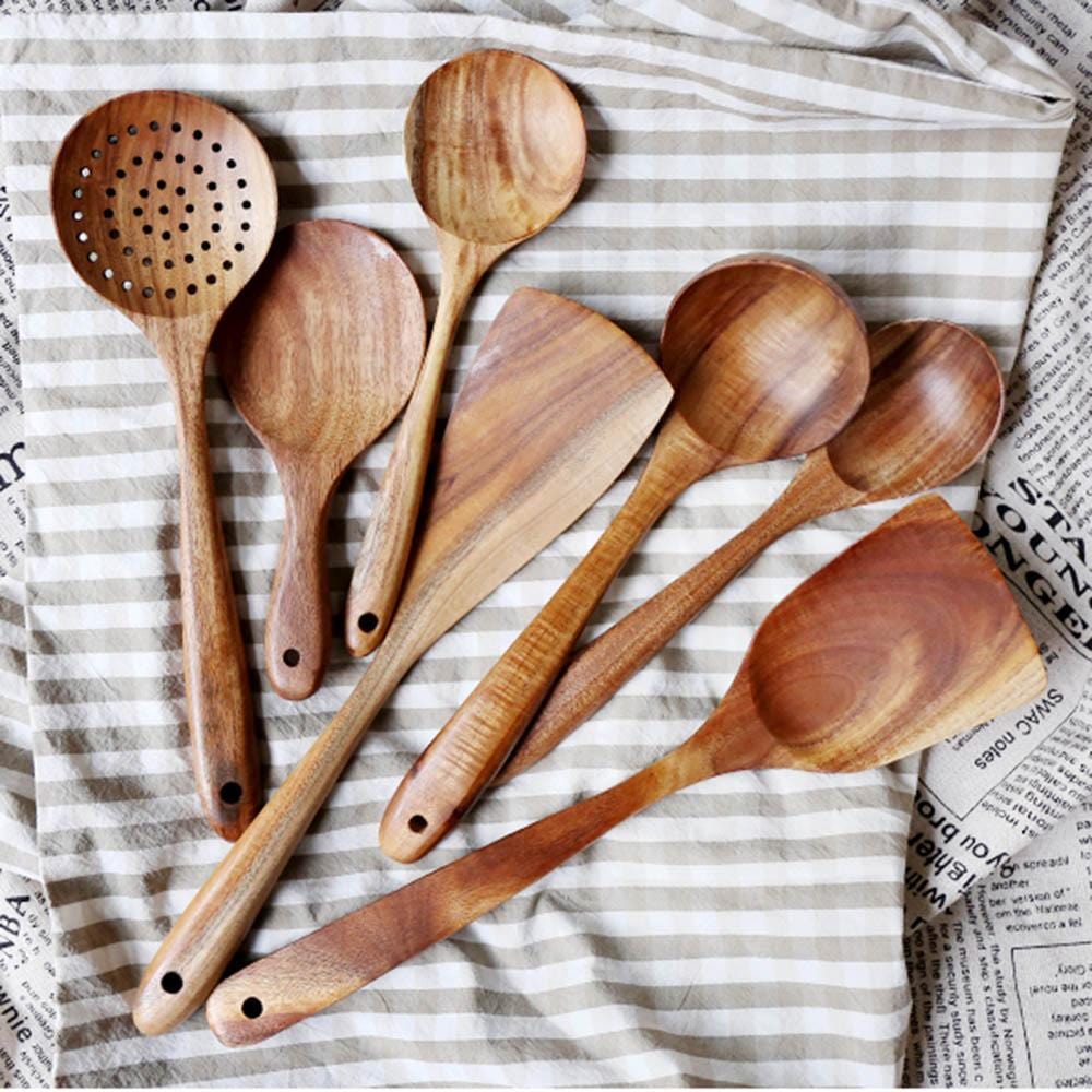 Eco-Friendly Teak Wood Cooking Utensil Set