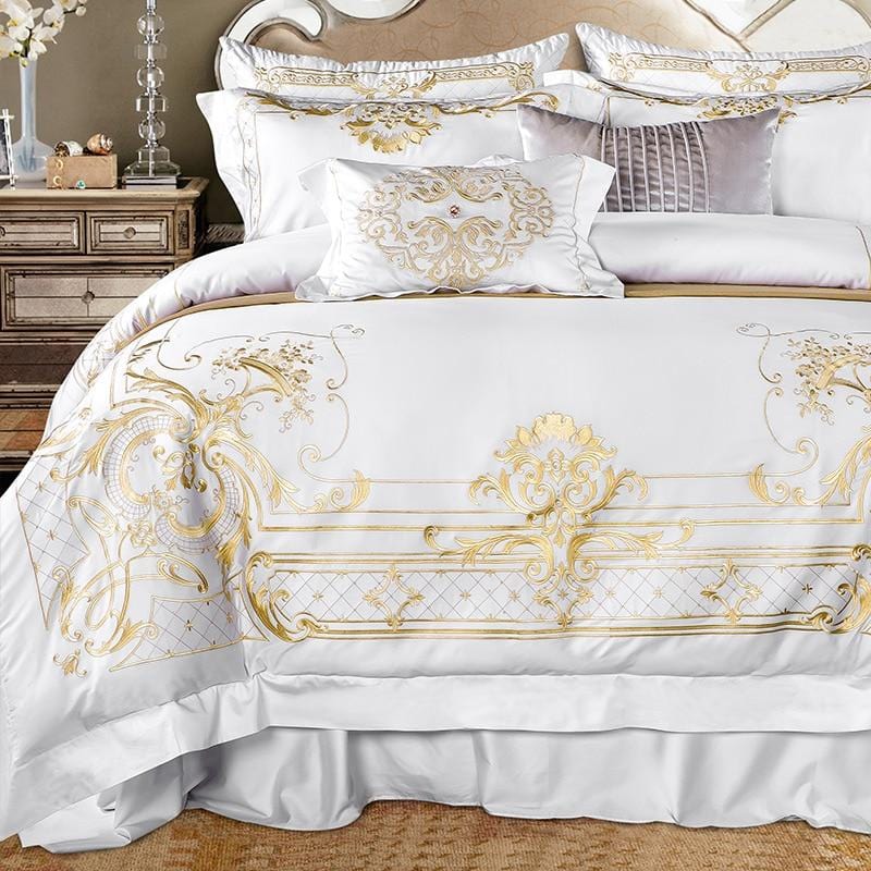 Ivy Gold Forest White and Gold Duvet Cover Set (Egyptian Cotton)