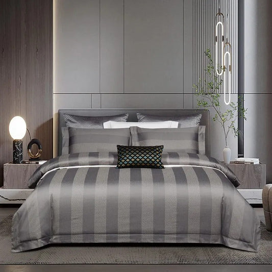 Elegant Carissa Striped Jacquard Bedding Ensemble