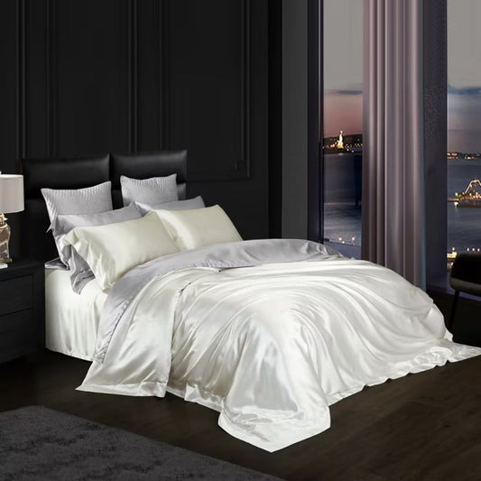 Indulge in Elegance: Aristelle Magnolia White Opulent Pure Mulberry Silk Bedding Collection