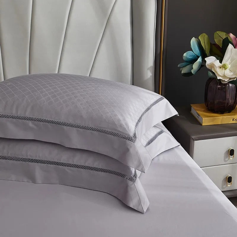 Indulge in Elegance with the Hilla Grey Jacquard Egyptian Cotton Luxury Bedding Collection