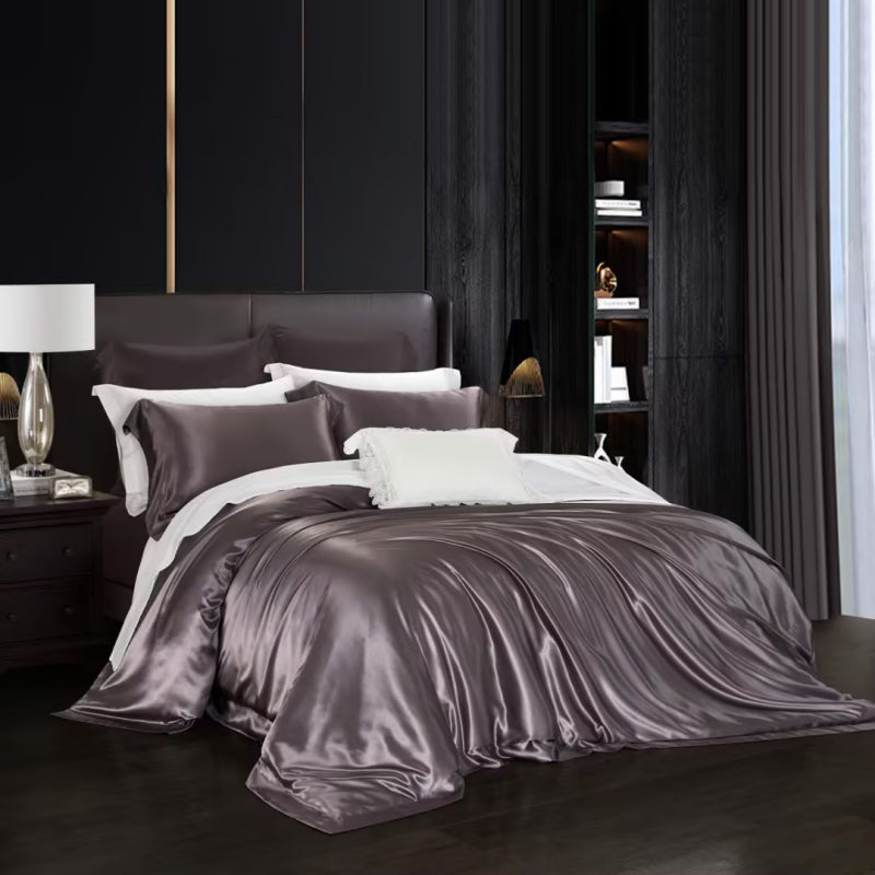 Indulge in Elegance: Aristelle Ash Grey Luxe Pure Mulberry Silk Bedding Set