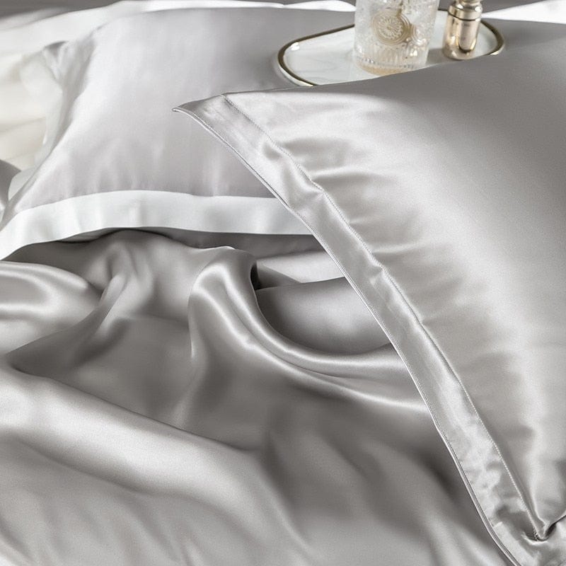 Premium Grey Mulberry Silk Bedding Set