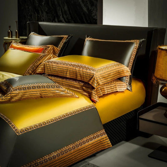 Indulge in Luxury with the Onda Golden Egyptian Cotton Embroidered Bedding Collection