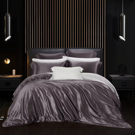 Indulge in Elegance: Aristelle Ash Grey Luxe Pure Mulberry Silk Bedding Set