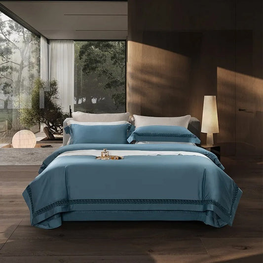 Luxurious Elysium Blue Egyptian Cotton Bedding Collection