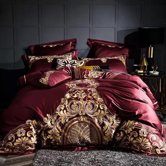 Golden Fier Red And Gold Duvet Cover Set (Egyptian Cotton)