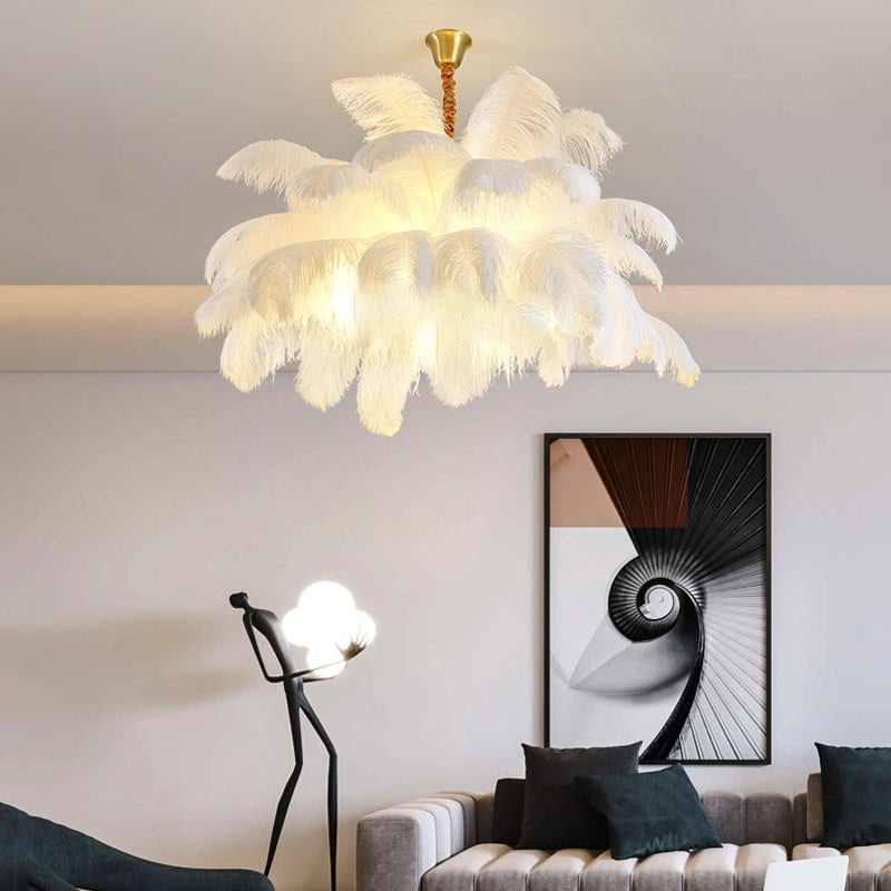 Ostrich Feather Pendant Chandelier