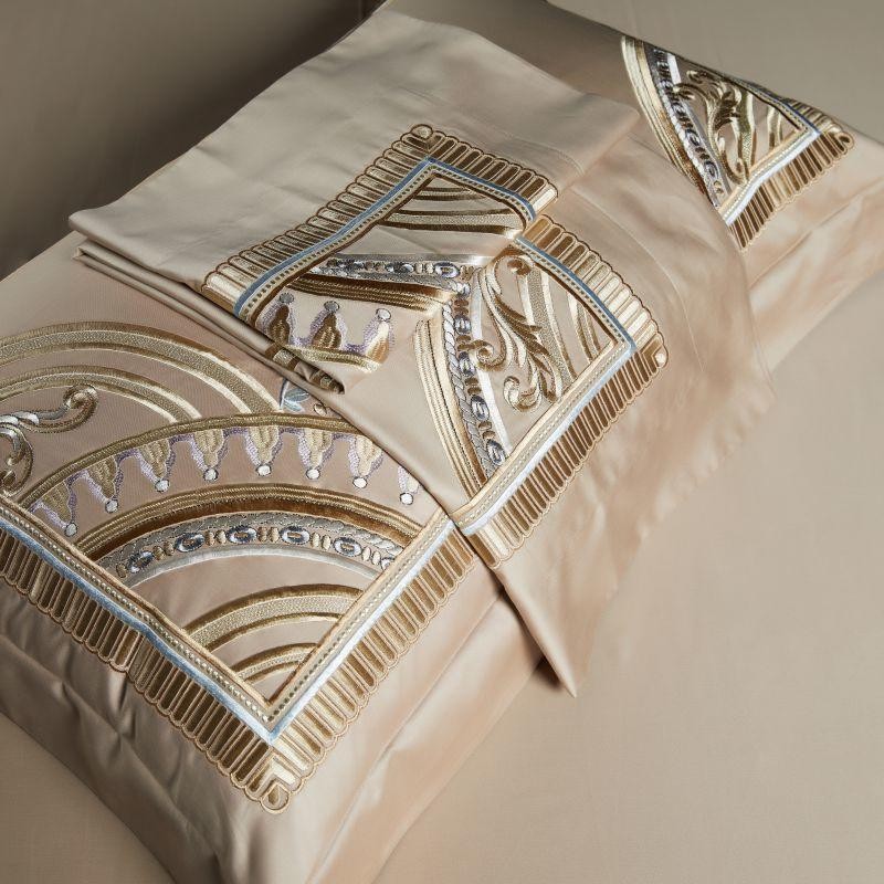 Elegant Mia Art Deco Egyptian Cotton Bedding Set with Exquisite Embroidered Borders